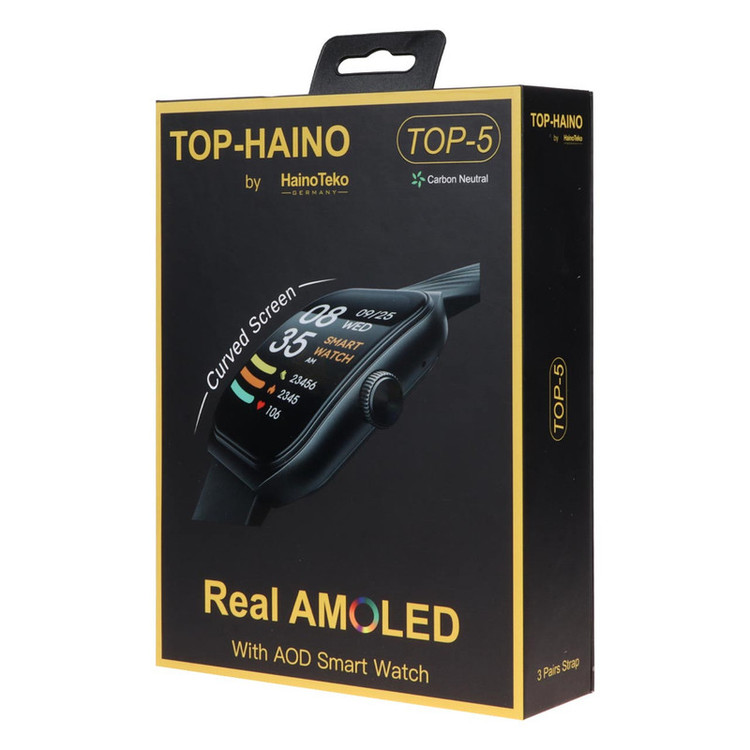 ساعت هوشمند هاینو تکو مدل MOB NOISE CANCELING 5 TOP 11 دارای قابلیت های صفحه نمایش رنگی، صفحه نمایش لمسی، قابلیت مکالمه از طریق بلوتوث، قابلیت تغییر طرح ساعت یا تم بند سیلیکون