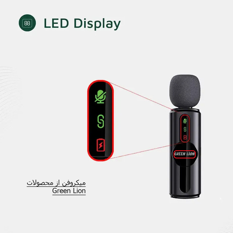 ست میکروفن بی سیم گرین لاین مدل GM-80X با درگاه اتصال لایتنینگ/AUX/USB-C