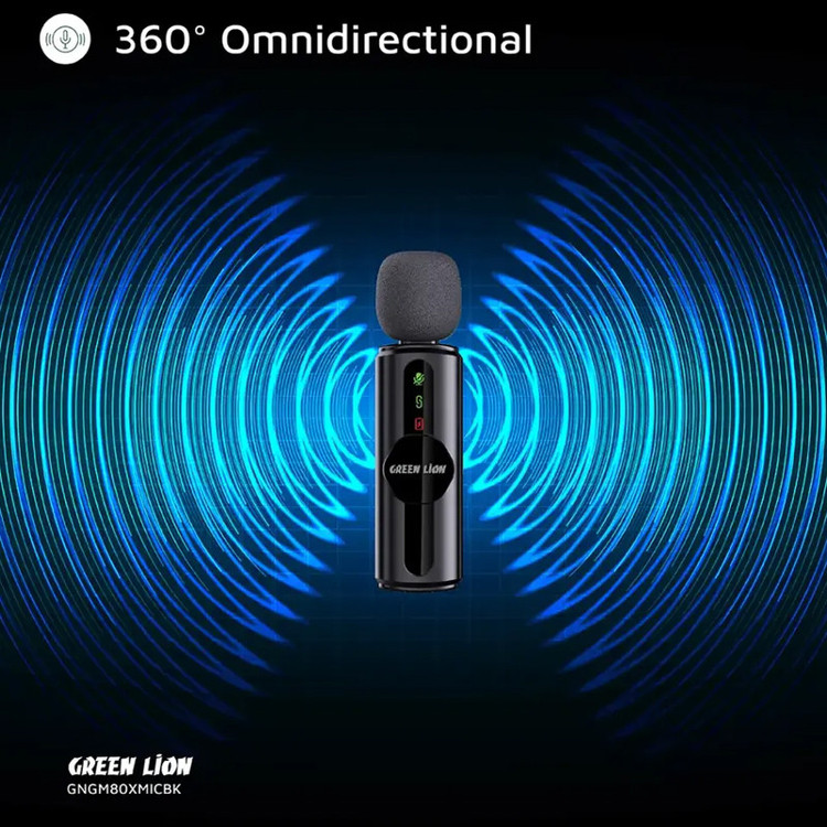 ست میکروفن بی سیم گرین لاین مدل GM-80X با درگاه اتصال لایتنینگ/AUX/USB-C