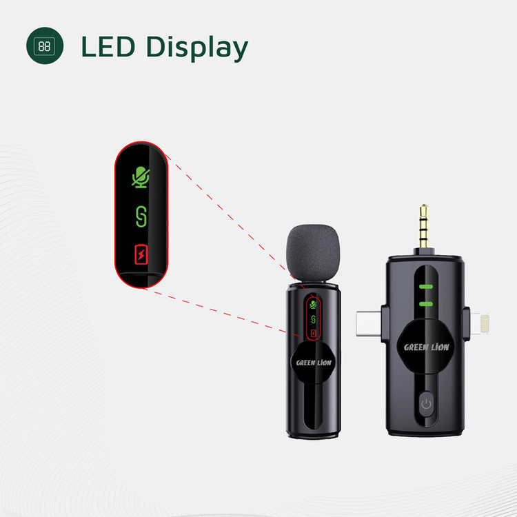 میکروفن بی سیم گرین لاین مدل GM-79X با درگاه اتصال USB-C/لایتنینگ/AUX
