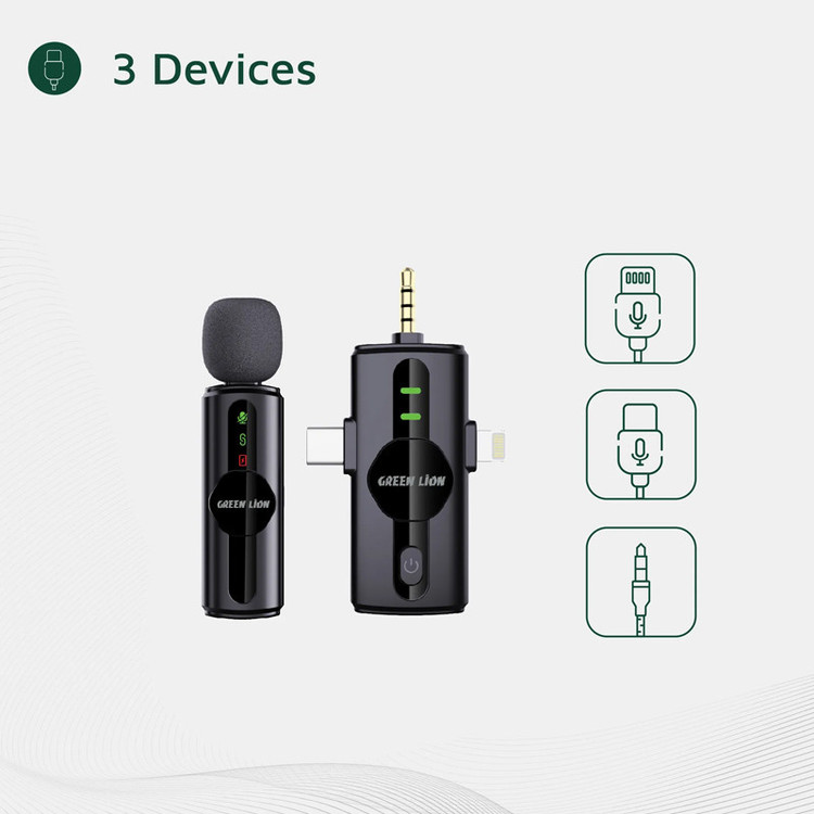 میکروفن بی سیم گرین لاین مدل GM-79X با درگاه اتصال USB-C/لایتنینگ/AUX