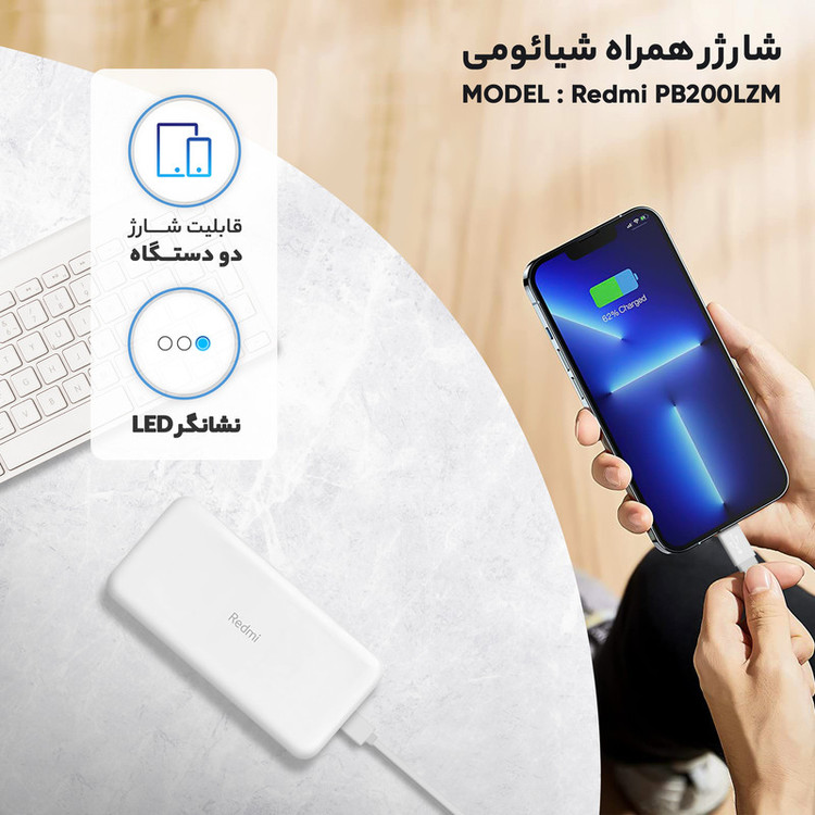 پاوربانک 20 هزار شیائومی مدل Redmi PB200LZM نسخه چین