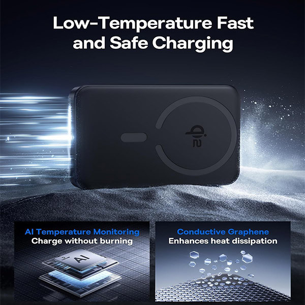 پاوربانک بیسیم 22.5 وات بیسوس مدل EnerFill FM12 Qi2 Magnetic ظرفیت 10000 میلیآمپرساعت به همراه کابل USB-C
